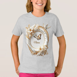 Wit Gouden Rozen, Champagne Zijde & Vlinders T-shirt