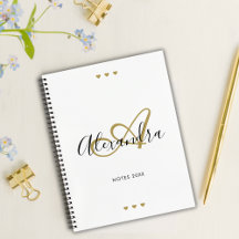 Wit Gouden Schrift Initiaal Monogram Journaal