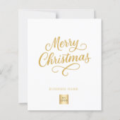 Wit gouden script business logo kerstkaart (Voorkant)