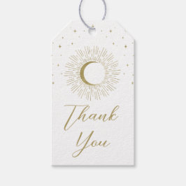 Wit & Gouden Stars Hemelzon Sonnebruid Bruiloft Cadeaulabel