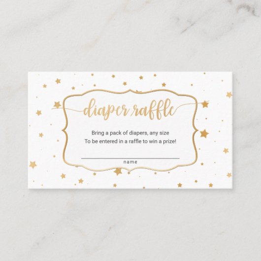 Wit gouden ster confetti luier verloting ticket (Voorkant)