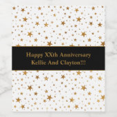 Wit/Gouden Sterren Bericht Bruiloft Jubileum Wijn Etiket (Enkel label)