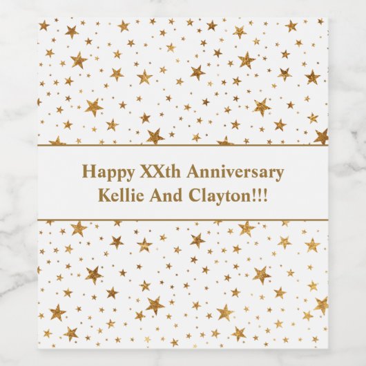 Wit/Gouden Sterren met het Jubileum van het Berich Wijn Etiket (Enkel label)