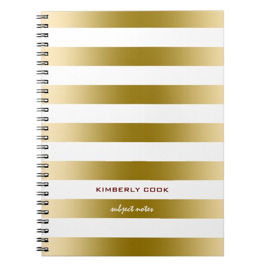 Wit & Gouden Streepjespatroon Notitieboek (Voorkant)
