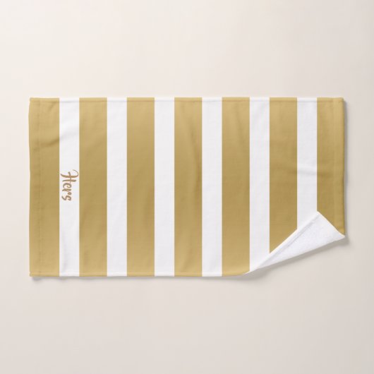 Wit & Gouden Strepen Modern Ontwerp Bad Handdoek (Handdoek)