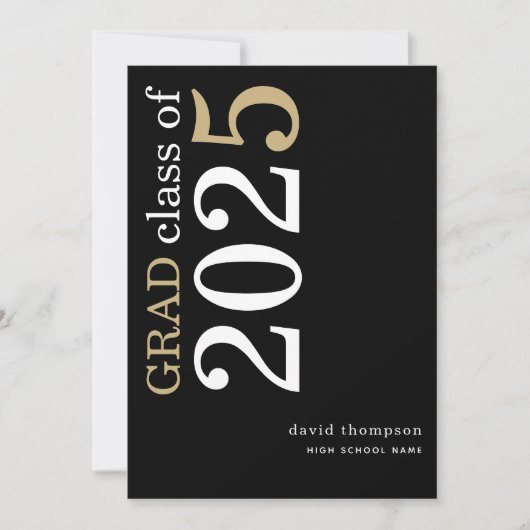 Wit Gouden Tekst 2025 Zwart Afstuderen Aankondiging (Voorkant)