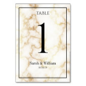 Wit & Gouden Vein Marmeren Trouwtafel Nummer Kaart (Voorkant)
