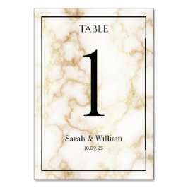Wit & Gouden Vein Marmeren Trouwtafel Nummer Kaart