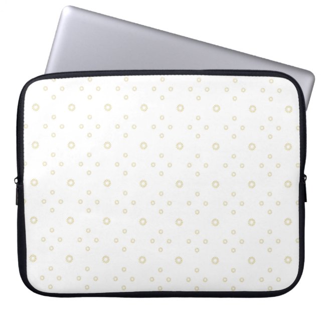 Wit | Gouden Zinnia Zon Laptop Sleeve (Voorkant)