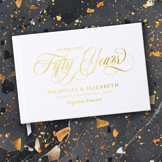 Wit Goudfolie 50e Huwelijk Jubileum Gastenboek