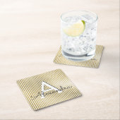 Wit & Goudfolie Gestreept Monogram & Initiaal Kartonnen Onderzetters (Insitu)