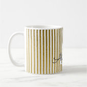 Wit & Goudfolie Gestreept Monogram & Initiaal Koffiemok (Links)