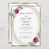 Wit-goudroze rode bloemen Klassiek Kaart (Voorkant / Achterkant)