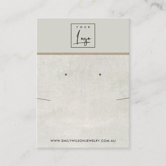 WIT GRAY CONCRETE KETTING EARRING DISPLAY UIT VISITEKAARTJE (Voorkant)