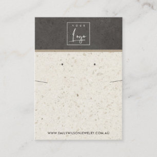 WIT GRAY TERRAZZO KETTING EARRING DISPLAY VISITEKAARTJE