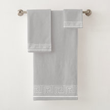 Wit Grecian Frieze Design Grijs
