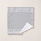 Wit Grecian Frieze Design Grijs Bad Handdoek (Wasdoekje)