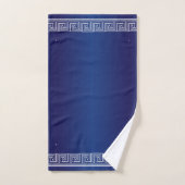 Wit Grecian Frieze Design Marine Blauw Bad Handdoek (Handdoek)