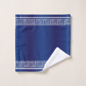 Wit Grecian Frieze Design Marine Blauw Bad Handdoek (Wasdoekje)