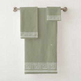 Wit Grecian Frieze Design Sage Bad Handdoek
