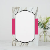 Wit grieks marmer fuchsia modern design papier (Staand voorkant)