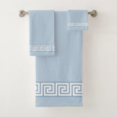 Wit Grieks patroon op wonderbaarlijk lichtblauw Bad Handdoek (Insitu)