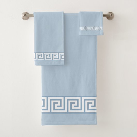 Wit Grieks patroon op wonderbaarlijk lichtblauw Bad Handdoek (Insitu)