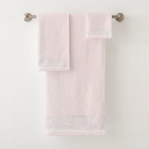 Wit griekse fries design roze bad handdoek