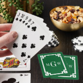 Wit Griekse Sleutel #2 Omlijst 3 Init Monogram Pokerkaarten (Insitu)