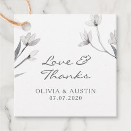 Wit grijs Bloemen Liefde en Bedankt. Stijlvol eenv Bedankjes Labels