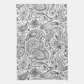 Wit & Grijs  Bloemen Paisley Theedoek (Verticaal)