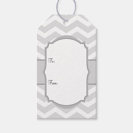 Wit Grijs Chevron Cadeau Labels Cadeaulabel (Voorkant)