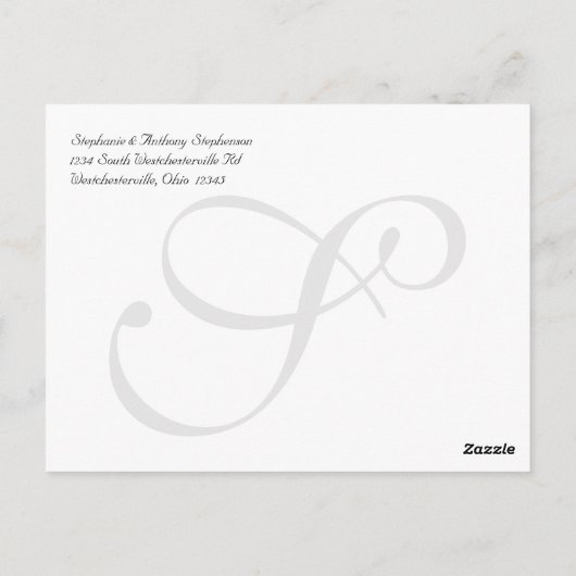 Wit/Grijs Damask Bruiloft Dank u Kaart 3 Foto's (Achterkant)