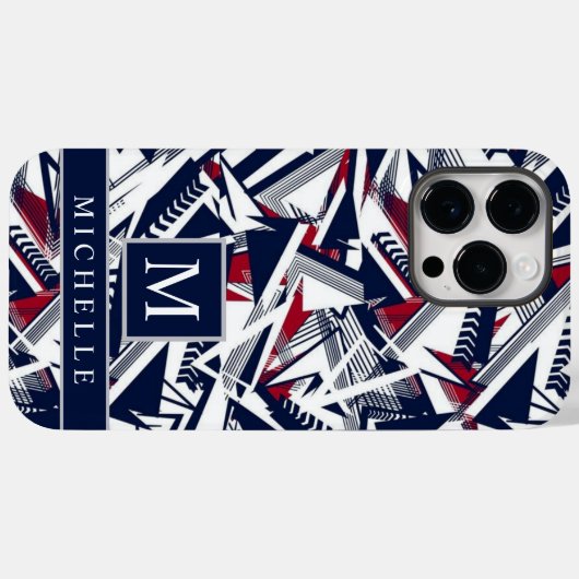 wit grijs donkerblauw rood geometrisch Case-Mate iPhone case (Achterkant (horizontaal))
