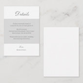 Wit Grijs Elegant Huwelijk Hotel Detail Behuizing Informatiekaartje (Voorkant / Achterkant)