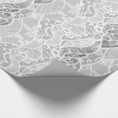  wit grijs floraal patroon cadeaupapier (Hoek)