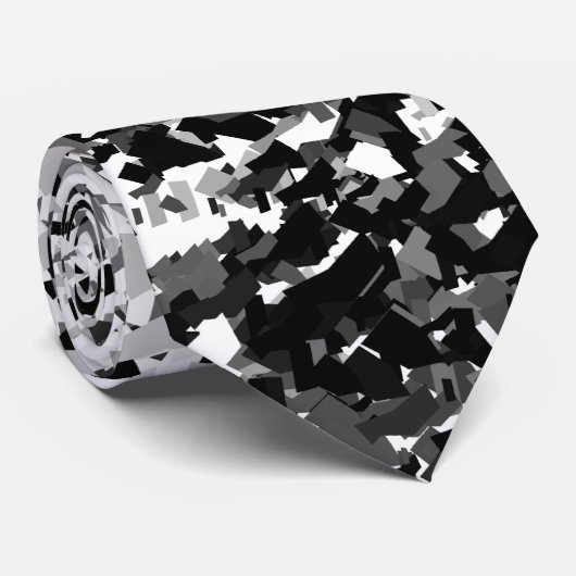 wit grijs gemengd met zwart patroonontwerp stropdas (Opgerold)