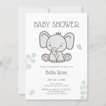 Wit Grijs Gender Neutral Elephant Baby shower