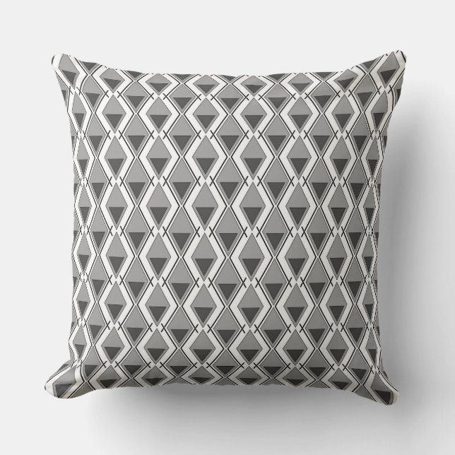 Wit grijs geometrische print art deco kussen (Voorkant)