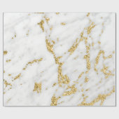 Wit Grijs Goud Faux Glitter Carrara Marmeren Steen Cadeaupapier (Vlak)