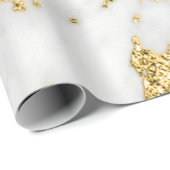 Wit Grijs Goud Faux Glitter Carrara Marmeren Steen Cadeaupapier (Rol Hoek)