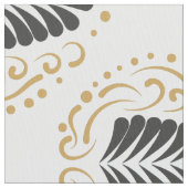 Wit Grijs & Goud Gestileerde Bloemen Damasks Stof (Close Up)