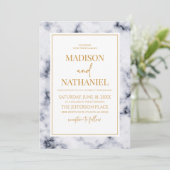 Wit Grijs Goud Marmer Elegant Bruiloft Kaart (Staand voorkant)