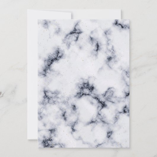 Wit Grijs Goud Marmer Elegant Bruiloft Kaart (Achterkant)