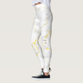 Wit grijs gouden folie marmeren patroon leggings (Links)