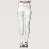Wit grijs gouden folie marmeren patroon leggings (Voorkant)