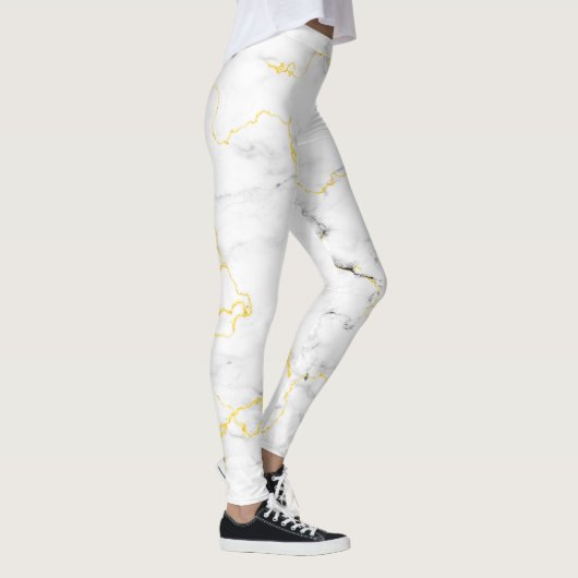 Wit grijs gouden folie marmeren patroon leggings (Rechts)