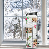 Wit Grijs Groen 5 Fotosjabloon Kerstmis Thermosbeker