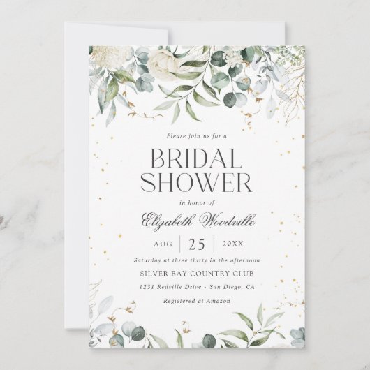 Wit Grijs Groen Bloemen Vrijgezellenfeest Kaart (Voorkant)