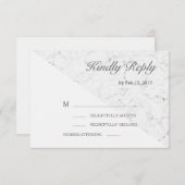 Wit grijs marmer effect moderne trouw-rsvp kaart (Voorkant / Achterkant)